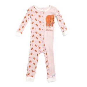 ERIC CARLE Pink Infant Girls Brown Bear Book Pajama Coveralls